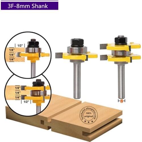 8mm Shank-2PCS,cnc solid tungsten carbide woodworking router bit,trimmer wood milling cutter,3 edges coupling end mill cutter