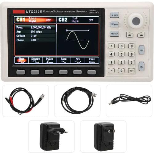 UTG932E Function Signal Generator Dual Channel Waveform Generator 30MHz 200MSa/s Sampling Rate with 4.3in TFT LCD Display