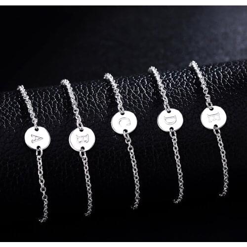 Hot 925 sterling Silver 25 letter cards Chain Bracelets for Women Fashion classic Wedding Party Christmas Gifts fine Jewelry