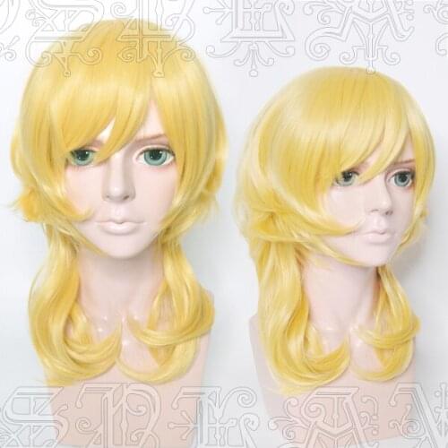 Game The Thousand Noble Musketeers Charleville Cosplay Wigs Golden Heat Resistant Synthetic Hair Wig + Wig Cap