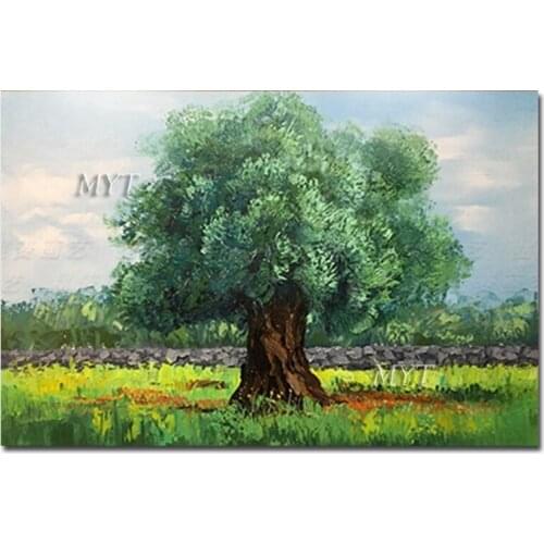 Outdoor Landscape Canvas Picture Hand Painted Green Trees Oil Painting Unframed Wall Hangings Canvas Artwork Home Decor Craft