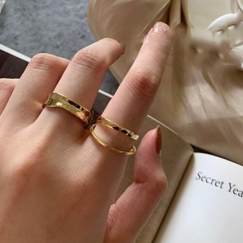 Gothic Gold Double Circle Shinning Metal Rings for Women Punk Open Round Joint Ring Party Jewelry Bague