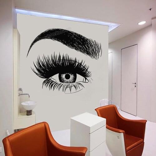 Beauty Salon Wall Decal Window Sticker Beauty Salon Woman Face Eyelashes Lashes Eyebrows Brows Wall Stickers For Room Decor B132