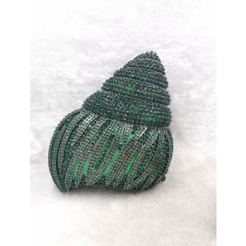 Lady Conch shape Hollow Out Diamond Women Evening Bags Hard Case Wedding Party Box Minaudiere Handbag Ladies Crystal Clutch Bag