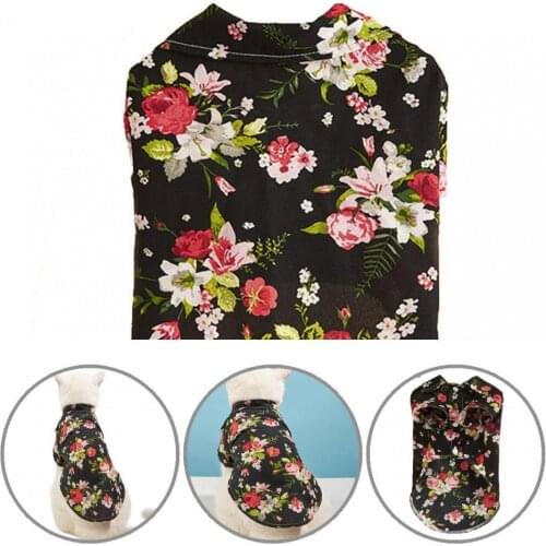 Easy to Wear Soft Texture Flower Pattern Pet Cat Apparel for Summer