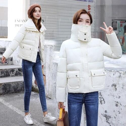 Fashion Women Warm Thick Solid Short Style Stand Collar Cotton padded Parkas Coat