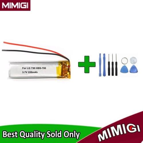 Toolsets + 220mAh Rechargeable Battery For LG 730 HBS-700 LG730 Bluetooth Earphone Headset Batterie Accumulator AKKU