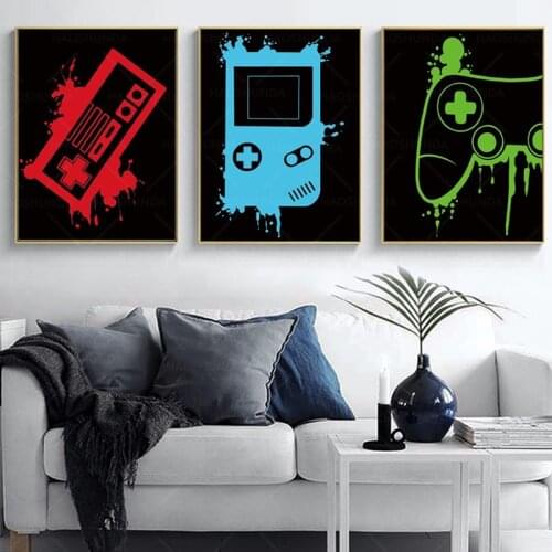 Print Neon Gaming Playstation 5 Posters Gaming Wall art canvas painting Posters for Boys Video Game Bedroom Room Decor