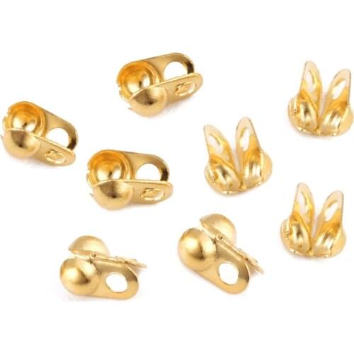 50pcs/lot 1.5/2/3.2mm Stainless Steel End Crimp Beads Ball Chain Connector Ending Clasp for DIY Jewelry Findings Making