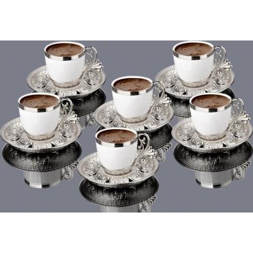 ORGANIC DYED LUXURY GOLD COLOR COFFEE SET WHITE CUPS