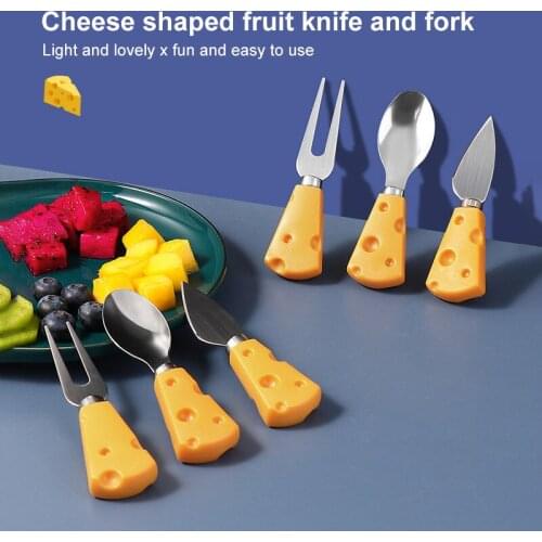 Creative Lovely Spoon Fork Shovel Cheese Tools Cartoon Stainless Steel Tableware Dessert Fruit Cake Cheese Fork Kitchen Gadgets