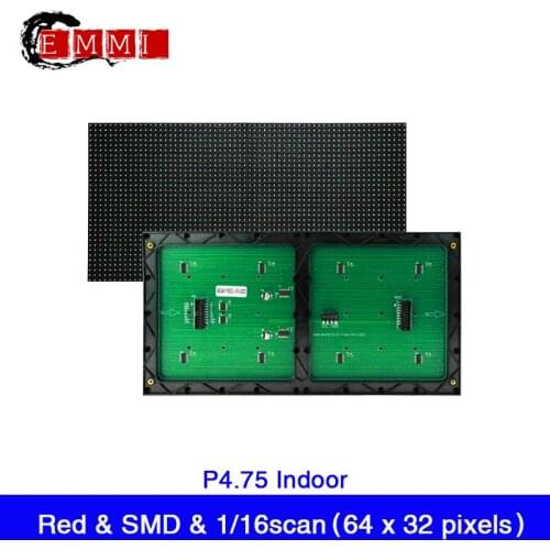 P4.75 Indoor Red Color LED Display Panel 304mm x 152mm ,64 x32 Pixels , 1/16scan LED Display SMD Module