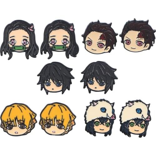 P5916 Anime Demon Slayer Kimetsu No Yaiba Blade of Ghost Studs Earrings For Womens Enamel Earrings Party Jewelry Gifts Girls