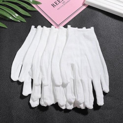 1Pair White Labor Insurance Lisle Cotton Work-Glove Medium And Thick Etiquette Quality Jewelry Lightweight Inspection Gloves