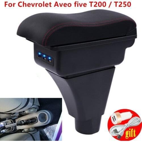 Armrest For Chevrolet Aveo/Lova T200/T250 Dual Layer Large Space Central Store Content box with usb