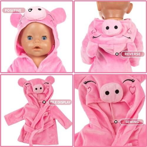 Reborn Baby Doll Clothes Bathrobe Pink Pig Children Dolls Cartoon Nightgown Wears