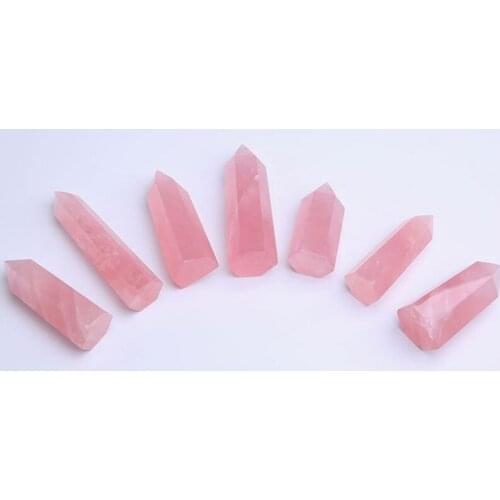 Rose quartz crystal wand point natural stones and minerals gemstones home decor feng shui healing cuarzo piedras