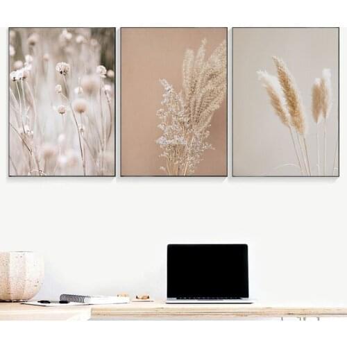 Dried Grass Modern Boho Botanical Canvas Paintings Pampas Nature Landscape Posters Prints Wall Art Picture for Living Home Decor