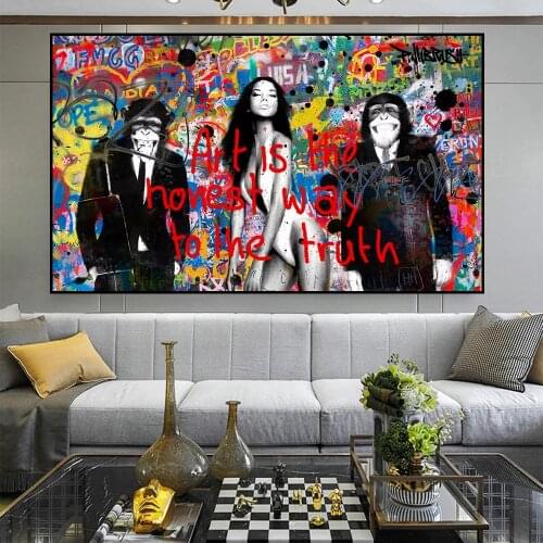 Street Graffiti Art Monkeys Canvas Painting on The Wall Art Posters Prints Wall Pictures for Living Room Home Wall Cuadros Decor
