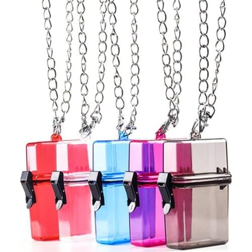 Neck-hung Waterproof Cigarette Case Box with Lanyard Chain Muiticolor Plastic Lipstick Lighter Card Storage Box Phone Holder