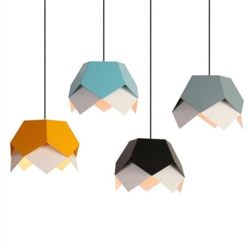 Post-modern Nordic Iron Pendant Light for Dining Room Bar Foyer Bed Room Metal Creative Origami Suspension 1966