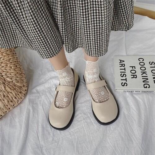 2021 spring and autumn womens new Japanese cute Lolita big toe shoes flat round toe shallow mouth comfortable casual shoes