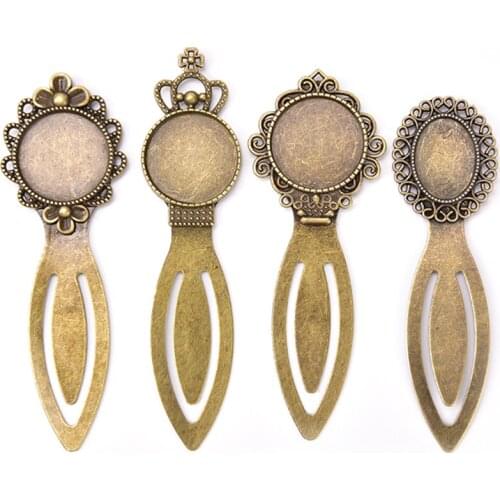 1pc 20mm Round Cabochon Antique Bronze Plated Bookmark Tray Settings Supplies For Jewelry