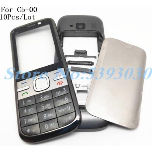 10Pcs/Lot Front Middle Frame Back cover Battery Cover For Nokia C5 C5-00 Full Housing Cover Case With English Or Arabic Keypad