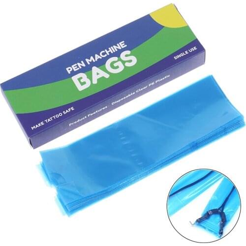 100 Pcs/Box Blue Disposable Tattoo Bag Cover Sleeves For Tattoo Machine Pen
