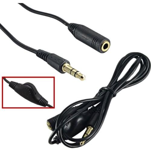 3.5mm Stereo Volume Control Headphone Audio Extension Cable Male to Female 1M 100cm