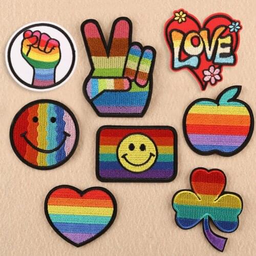 5pcs embroidery cloth paste accessories applique rainbow Smiley face and Leaves DIY all kinds of clothing repair patch handmade