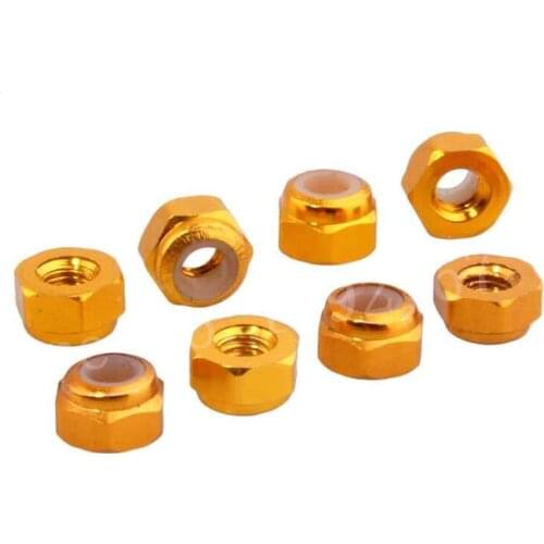 8pcs HSP 122048 102048 HSP 02102 For 1/10 Scale Models 4WD RC Car Upgrade Parts Aluminum Alloy Nylon Nut M3 Remote Control Cars