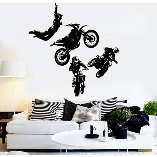 Autobike Vinyl Wall Decal Freestyle Motocross Motorcycle Racer Window Sticker Extreme Sports Home Bedroom Wallpaper M251
