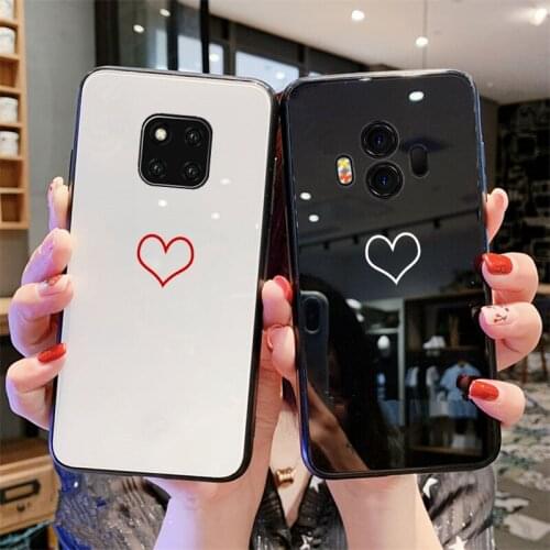 For Huawei Mate 10 9 Pro Case blank love Heart Hard Tempered glass soft Silicone Cover For Huawei Mate 9 10 Lite phone funda