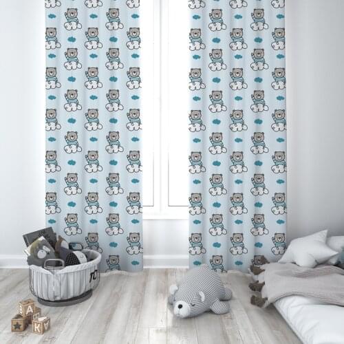 Curtains Children 3D Printed Decorative Items Home Childrens Room Bear Balloon Model 253