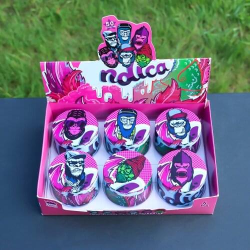 6 pcs/displaybox Zinc Alloy 4 Layers 2.48 Inches Smoking Herb Grinder Cartoon Design Metal Tobacco Grinder Smoke Accessories