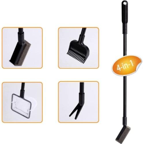 4 in 1 Aquarium Cleaning Tools Aquarium Tank Clean Set Fish Net Gravel Rake Algae Scraper Fork Sponge Brush Glass Cleaner