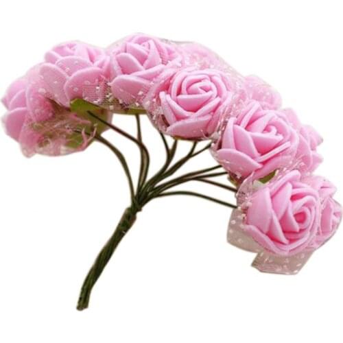 2.5cm Foam Artificial Wrist Flower Fake Rose Bouquet Wedding Party Decoration mariage home decor wedding accessories