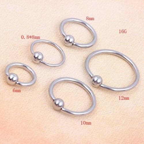 Nose Ring Lip Ear Nose Clip On Piercing Nose Lip Hoop Rings Earrings silver Captive Ball 16G 20G 6-12mm body jewelry