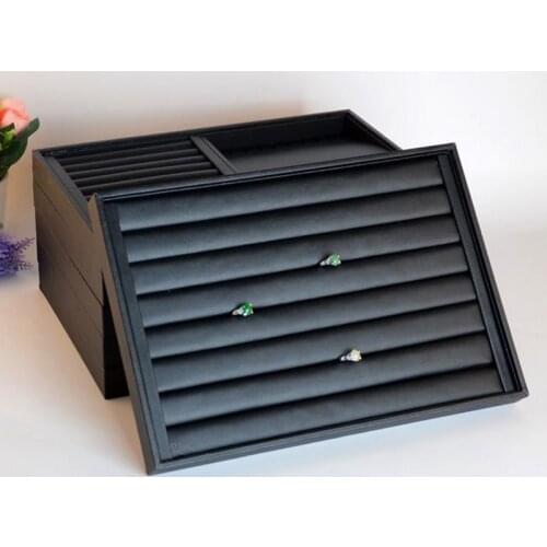 New Black leather Necklace/Ring/Bracelet/Pendant/Loose Bead Hand Catenary Show Case Earring Storage Jewelry Display Tray