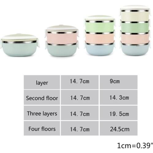 1/2/3/4Layers Stainless Steel Round Lunch Box Bento Thermal Insulated Dinnerware 67JB