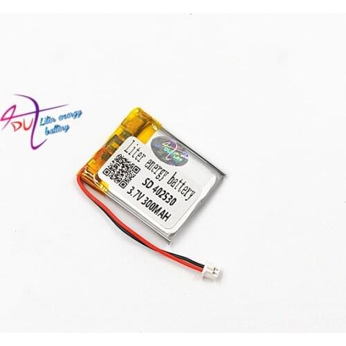 402530 with JST 1.25mm 2pin 3.7V 300mAh Lithium Polymer LiPo Rechargeable Battery For Mp3 Camera bluetooth GPS electronic part