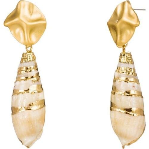 Fashion Candy Shape Drop Earrings Gold Color Conch Shape Summer Beach Metal Earrings Gift for Women