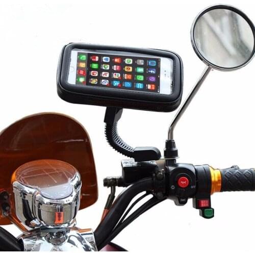 Motorcycle TelePhone Holder Stand Moto Bicycle Rear View Mirror Support for iphone Samsung Motorbike Phone Bag Waterproof Case