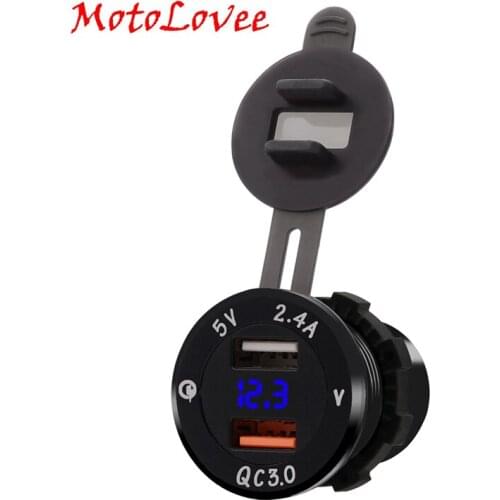 MotoLovee Car Quick Charger QC 3.0 Power Adapter Dual USB Vehicle DC 12 V-24 V Cigarette Socket Lighter 2 port For iPhone