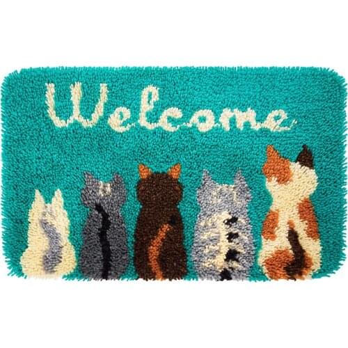 Tapestry Latch Hook Kits with Printed Pattern on Canvas DIY Rug Embroidery Set Crocheting Arts Crafts for Kids and Adults