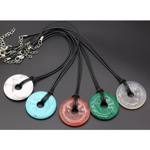 Natrual Tiger Eye Stones Turquoises Pendant Necklace Big Hole Beads Necklace Beads for Women Making DIY Exquisite Gift 35x35mm