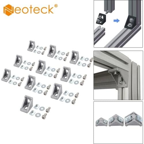Neoteck 10 Pcs Mounting Material Angle Wall Bracket For 2020 Aluminum 20x20 Profiles Fixing Material Angle Wall Bracket
