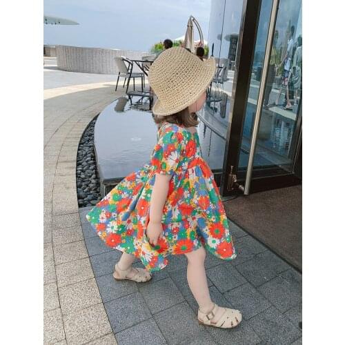 2021 Summer New Korean Style Girls' Floral Skirt Summer Clothing Baby Princess Dress Fashionable Dress