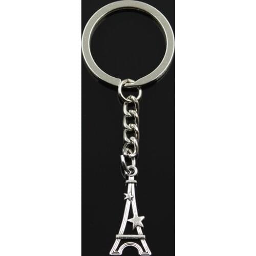 New Fashion Keychain 30x13mm Paris Eiffel Tower Star Pendants DIY Men Jewelry Car Key Chain Ring Holder Souvenir For Gift